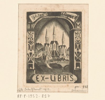 Ex libris de T. Mengelberg de Lodewijk Schelfhout (signed by artist)