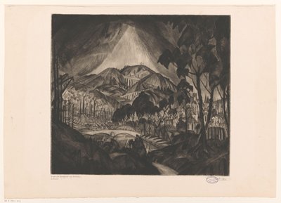 Paisaje montañoso con industria. Evolución (título original del objeto) de Lodewijk Schelfhout (signed by artist)