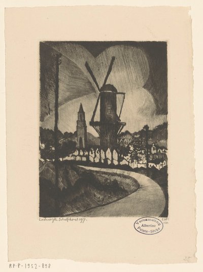 Paisaje montañoso con molino Le Moulin (título original) de Lodewijk Schelfhout (signed by artist)