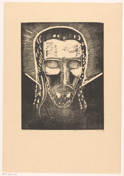 Cabeza de Cristo con aureola de Lodewijk Schelfhout (signed by artist)
