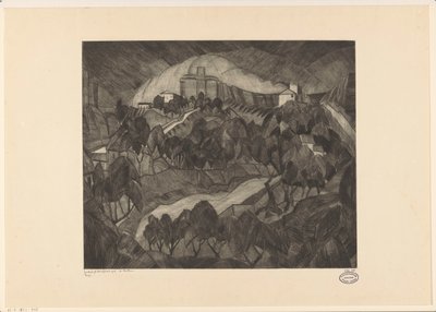 Castillo en una colina Le Château I (título original del objeto) de Lodewijk Schelfhout (signed by artist)