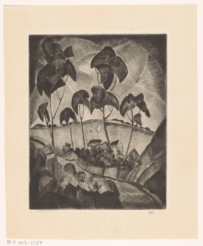 Más en un paisaje montañoso Le Lac (título original) de Lodewijk Schelfhout (signed by artist)