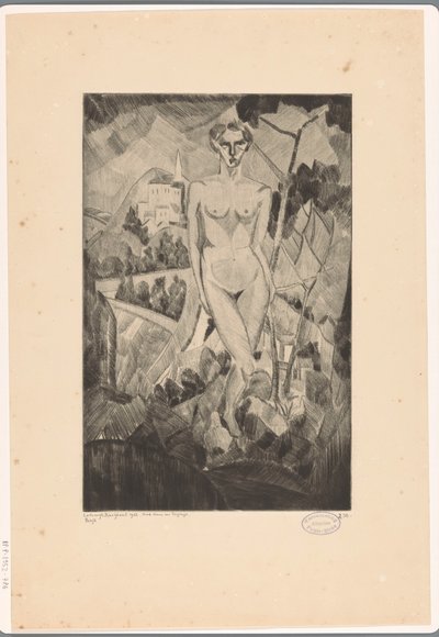 mujer desnuda, en, montañoso, paisaje Nue dans un paysage (título original del objeto) de Lodewijk Schelfhout (signed by artist)