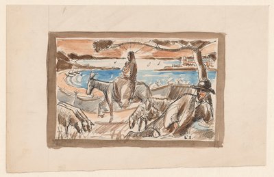 Vuelo a Egipto de Lodewijk Schelfhout (signed by artist)