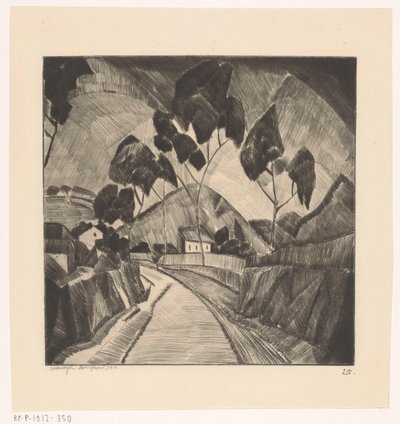 Carretera en paisaje montañoso Le Chemin (título original) de Lodewijk Schelfhout (signed by artist)