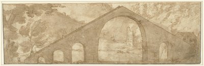 Puente empinado en un paisaje de Lodewijk Toeput (attributed to)