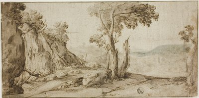 Rocas y árboles en el borde de la colina de Lodewijk de Vadder