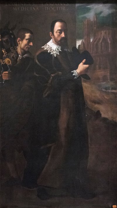 Retrato de Domenico Lanzoni (óleo sobre lienzo) de Lodovico (attr. to) Carracci