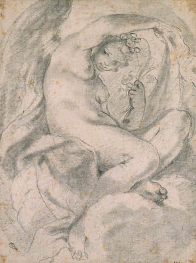 Una ninfa posiblemente Flora entre nubes de Lodovico Carracci