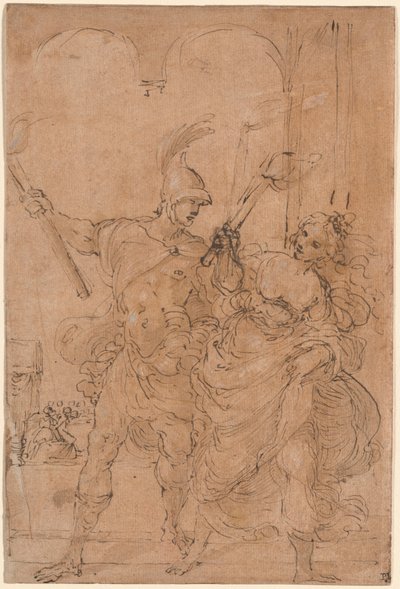Alejandro y Thaïs incendiando Persépolis de Lodovico Carracci