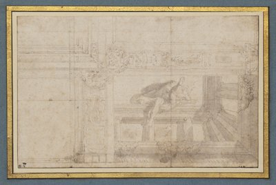 Ignudo, según un fresco en el techo de la Sala di Ulisse, Palazzo Poggi, Bolonia de Lodovico Carracci