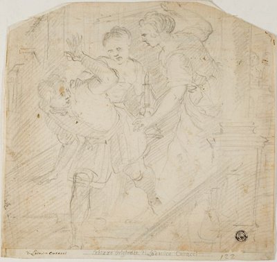 Dos mujeres persiguiendo a un hombre de Lodovico Carracci
