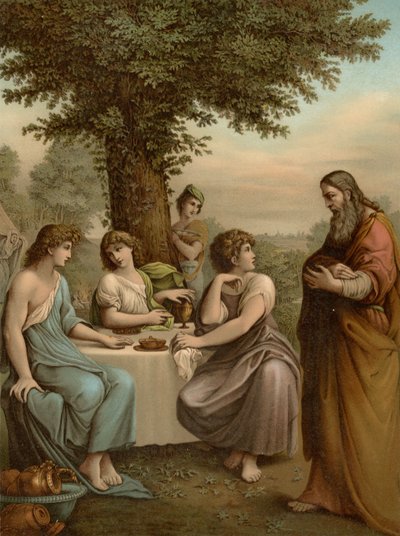 Abraham recibe a los ángeles de Lodovico after Carracci