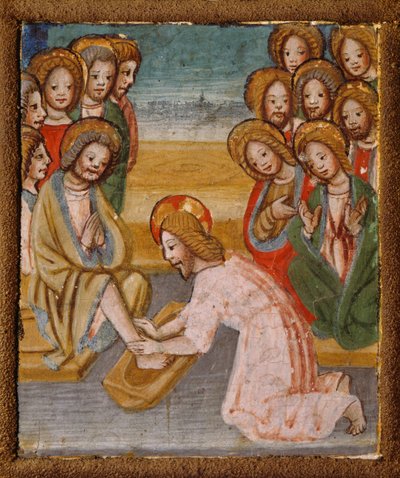Lavado de pies, (detalle) de Historias de Cristo, altar portátil por un pintor lombardo anónimo de Lombard School