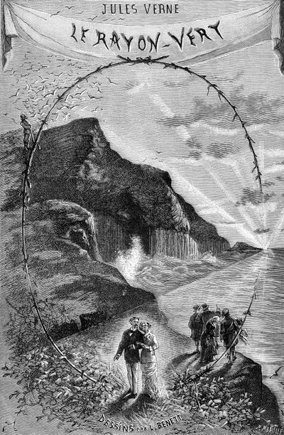 Frontispicio de la novela de Julio Verne "El rayo verde", colección Hetzel/Viajes extraordinarios 1882. Dibujo de Leon Benett. de Léon Benett