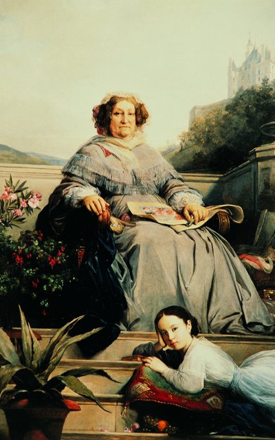 Retrato de Madame Clicquot, nacida Ponsardin 1777-1866 con su hija, entre 1851 y 1860 de Léon Cogniet
