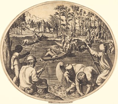 Escena de Pesca de Léon Davent after Francesco Primaticcio