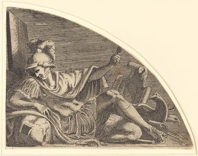 Marte Sentado en Trofeos de Léon Davent after Francesco Primaticcio