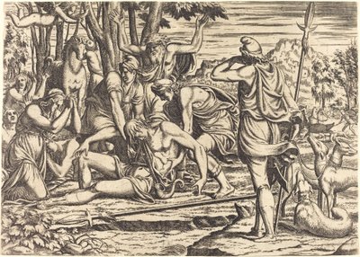 La Muerte de Adonis de Léon Davent after Luca Penni