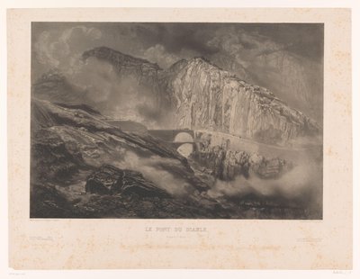 Vista del Puente del Diablo en el Paso de San Gotardo Le Pont du Diable, pasaje du St. Gothard (título sobre el objeto) de Léon Jean Baptiste Sabatier