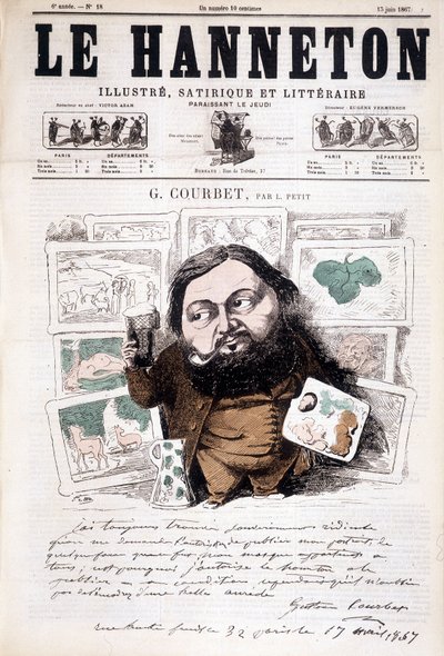 Retrato de Gustave Courbet, pintor francés (1819-1877). En Le hanneton de Léonce Justin Alexandre Petit