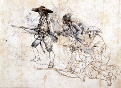 Soldados chouans - dibujo de Léonce Pepetit, B.M. de Dinan de Léonce Justin Alexandre Petit