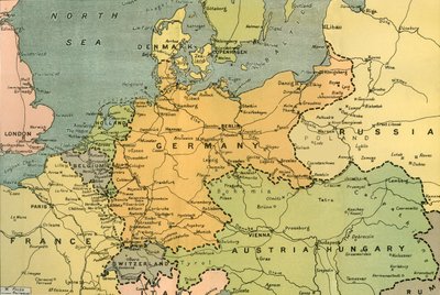 Mapa de Europa Central, mostrando el principal teatro de guerra, 1919 de London Geographical Institute
