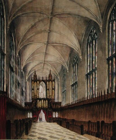 Interior de la capilla del New College después de las alteraciones de finales del siglo XVIII, c.1870 de Loraine Salome Estridge