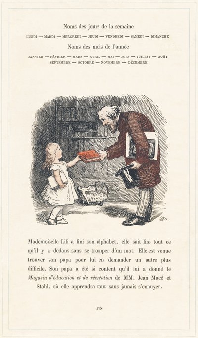 Mademoiselle Lili sabe leer, página 40 - Abecedario de Mademoiselle Lili, por L. Froelich y por un papá (el propio Hetzel). Bibliotheque  Magasin d