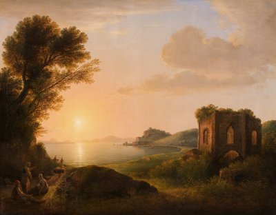 La Bahía de Baiae al atardecer de Lorenz Adolf Schönberger