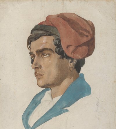 Estudio de cabeza de un pescador de Capri, ca. 1849 de Lorenz Frølich