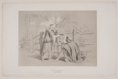 En Kongsgården, pág. 65, ilustración para "La fuga del ciervo" de Christian Winther de Lorenz Frølich