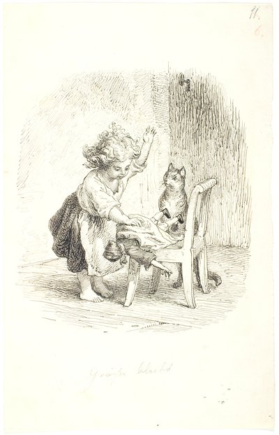 Niña pequeña dando una nalgada a su muñeca de Lorenz Frølich