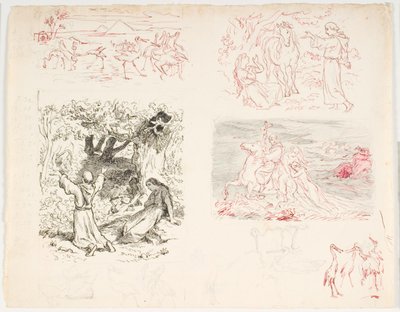 Seis bocetos para La hija del rey del barro de Lorenz Frølich