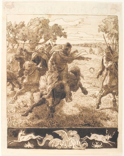 Boceto para "La Semilla de Rolf en Fyrisvellir" de Lorenz Frølich