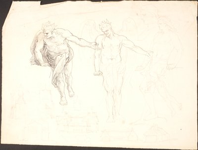 Estudios de Lucifer y varios estudios de edificios de Lorenz Frølich