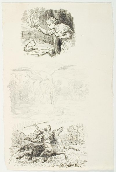 Tres bocetos para La hija del Rey del Lodo de Lorenz Frølich