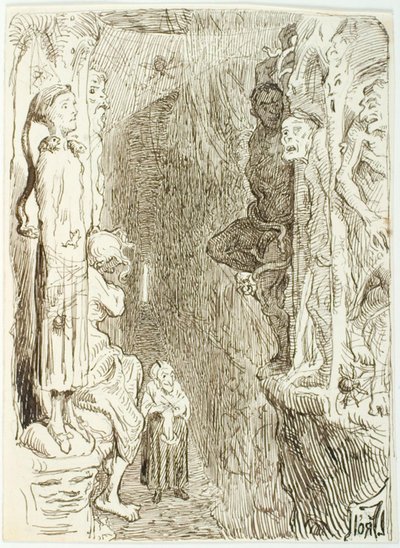 Boceto para La niña que pisó el pan de H.C. Andersen de Lorenz Frølich