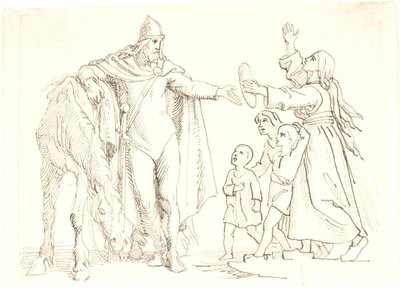 Boceto para Niels Ebbesen y la mujer pobre de Lorenz Frølich