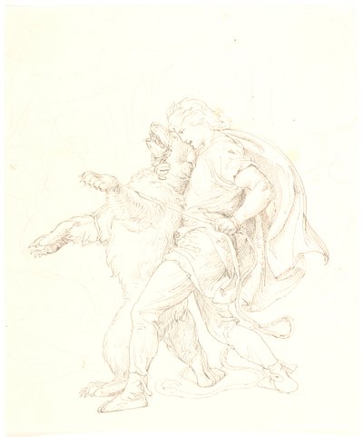 Boceto para la lucha de Skjold con el oso de Lorenz Frølich