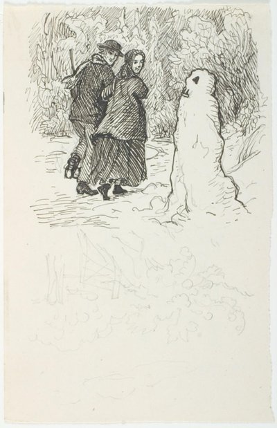 Boceto para ilustración de "El muñeco de nieve" de Lorenz Frølich
