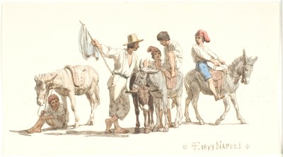 Italianos montando burros de Lorenz Frølich