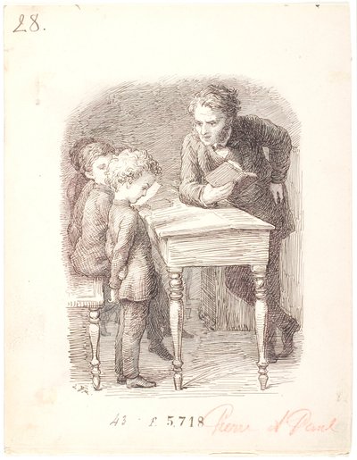 Hora de clase. Pierre no puede hacer la lección de Lorenz Frølich