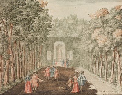 De Laan na Ceres, frente a la estatua de Phaunus, en: Tooneel Der Voornaamste Nederland de Lorenz Scherm