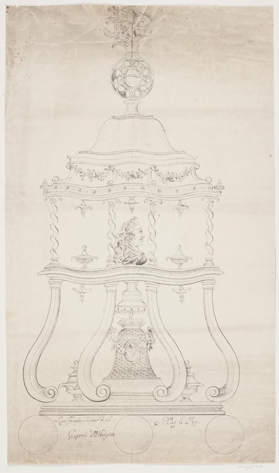 Boceto para un pedestal giratorio con el busto de Federico V de Lorenz Spengler