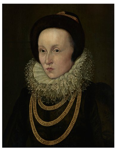 Retrato de mujer, de busto, con gola de encaje y cadenas de oro de Lorenz Strauch
