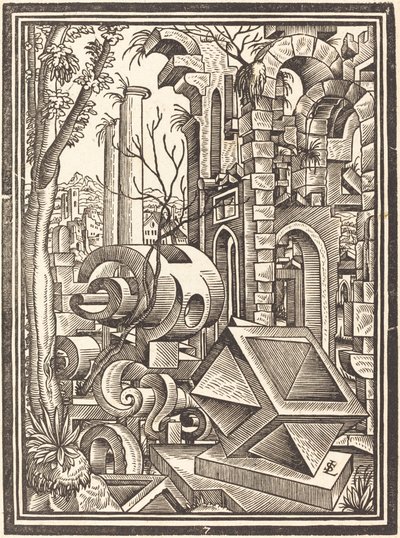 Fantasía de Formas Perspectivales entre Ruinas de Lorenz Stör
