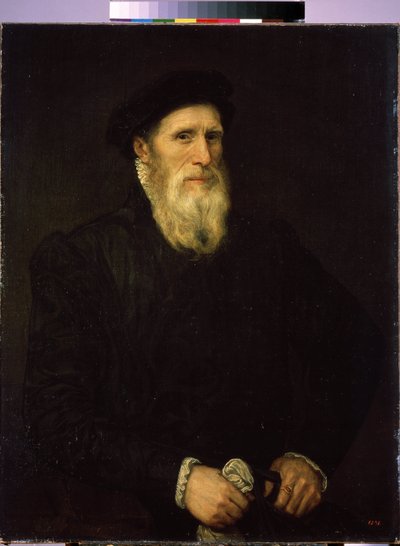 ""Retrato de un anciano"" (Retrato de un anciano) Pintura atribuida a Lorenzo Lotto (1480-1556) hacia 1550 Dim. 93x72 cm Museo del Hermitage de San Petersburgo de Lorenzo (attr. to) Lotto