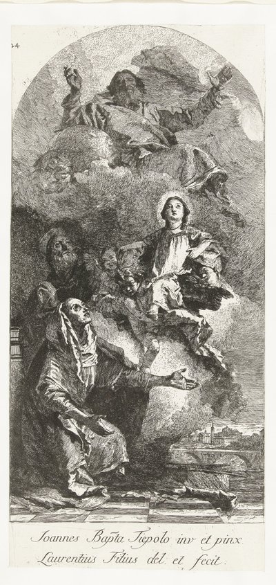 Santos Joaquín y Ana con Dios Padre y la Virgen Santa Ana y Joaquín con María y Dios Padre de Lorenzo Baldissera Tiepolo
