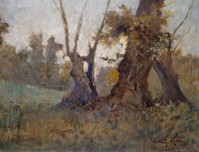 Villa Borghese, de Lorenzo Cecconi (1863-1947), óleo sobre lienzo. Italia, siglo XX. de Lorenzo Cecconi